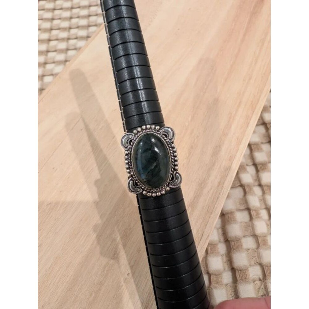 Natural Stone Labradorite Silver Ring sz 9